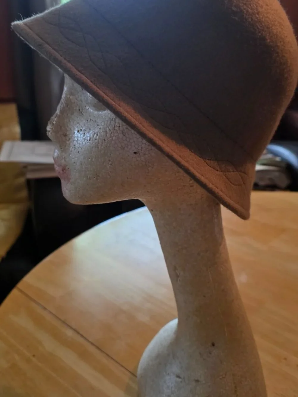 Albertus Swanepoel for Target 100% Wool Cloche Hat Olive Taupe Ribbon Detail